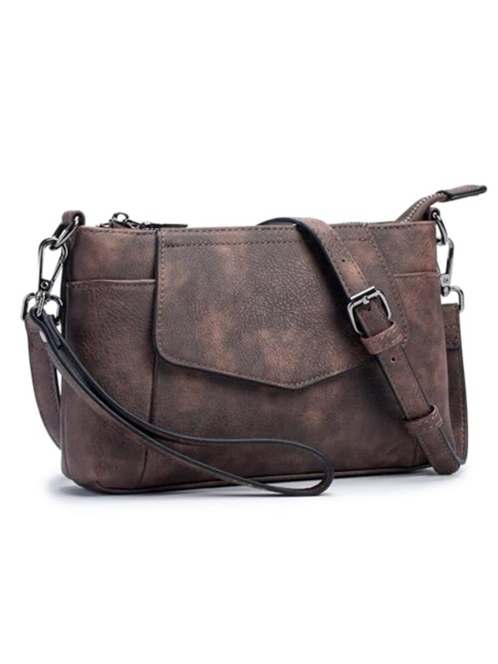 Womens Vegan Leather Crossbody Phone Bag Wristlet Clutch Purse Small Handbag